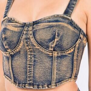 American Bazi Dyed Acid Copper Denim Corset Top NWT XL Castlecore Whimsygoth